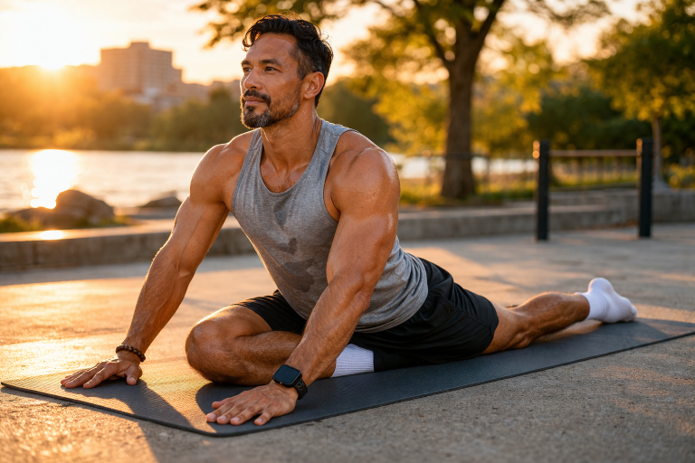 flexibilité et mobilité homme exercice étirement hanche 40 ans