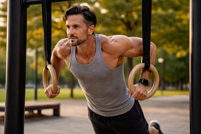 musculation après 40 ans traction anneaux gymnstique homme