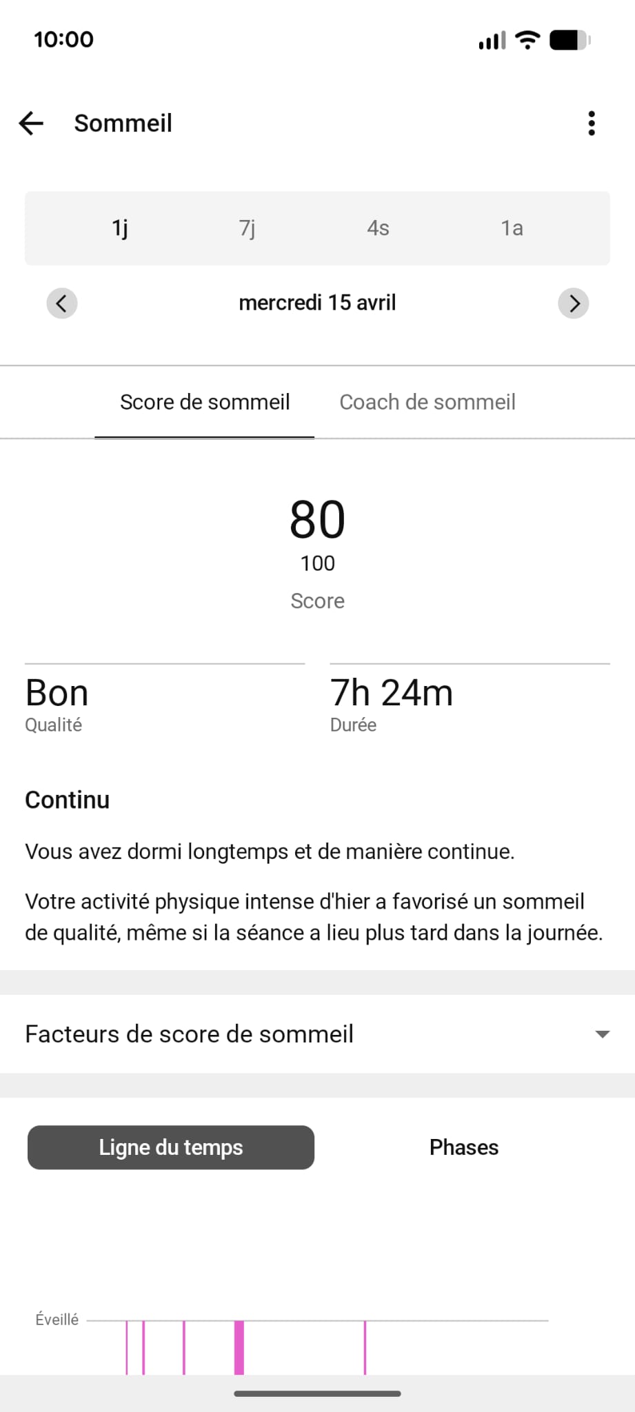 Score sommeil Garmin Vivoactive 5 80 sur 100 santé après 40 ans