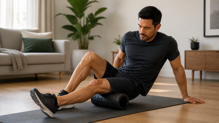 Gérer une blessure sportive homme 40 ans foam roller récupération auto-massage