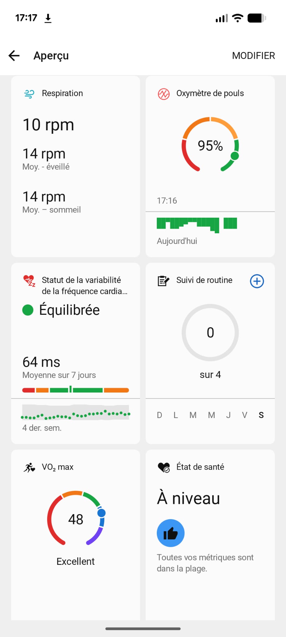 Garmin Vivoactive 5 Body Battery énergie chargée dépensée timeline quotidienne