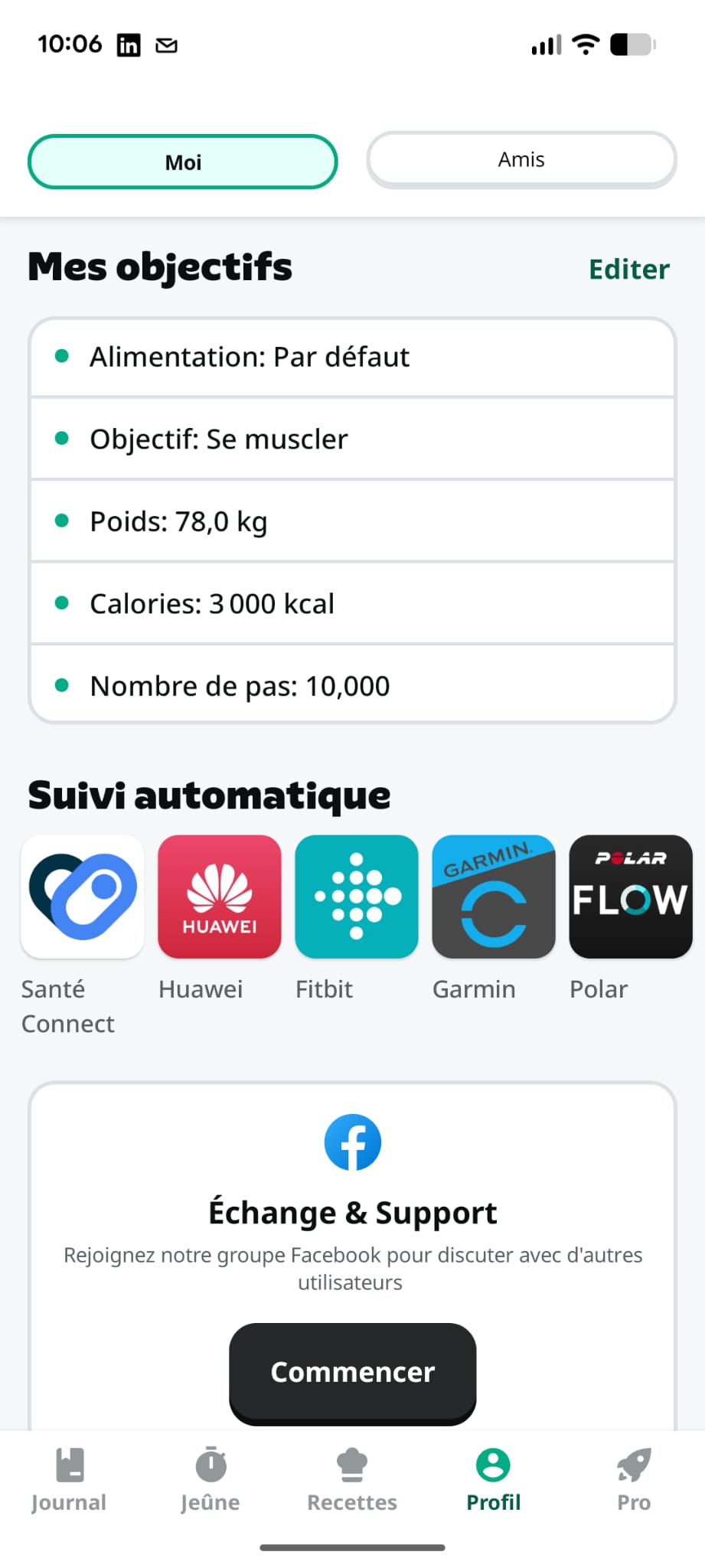 Yazio courbe poids 2 ans tracking sèche transformation 89 kg vers 78 kg