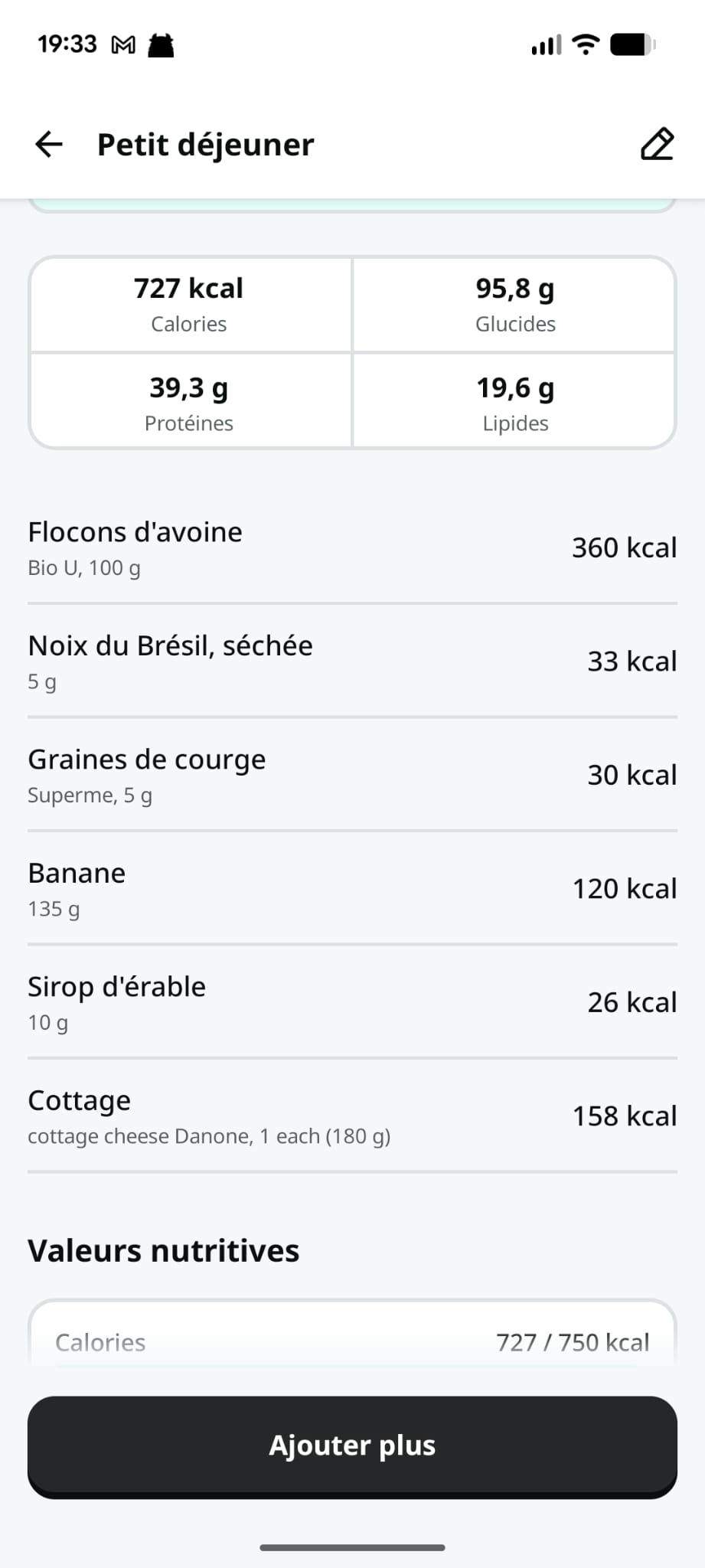 Yazio fibres alimentaires 90 grammes par jour récap nutritionnel macronutriments
