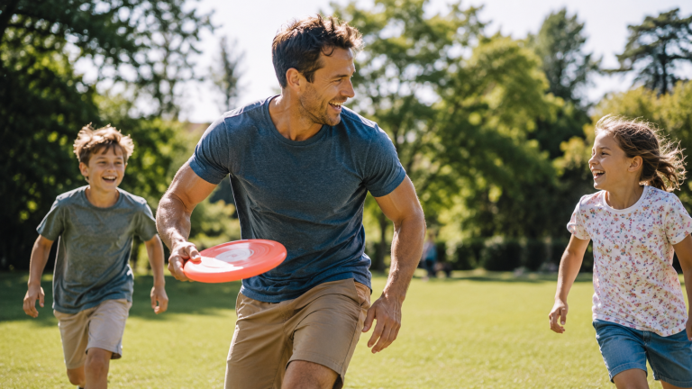Motivation sport enfants père en forme entraînement callisthénie famille